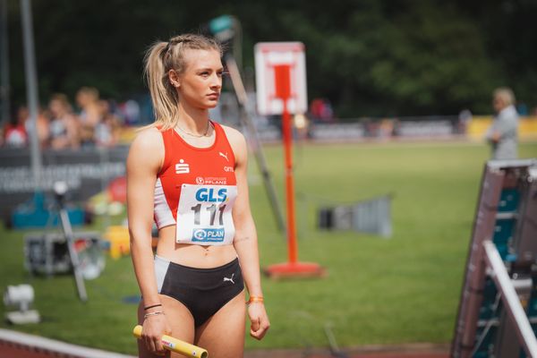 Emely Andreas (LG Olympia Dortmund) am 29.05.2022 waehrend der Deutschen Meisterschaften Langstaffel im Otto-Schott-Sportzentrum in Mainz